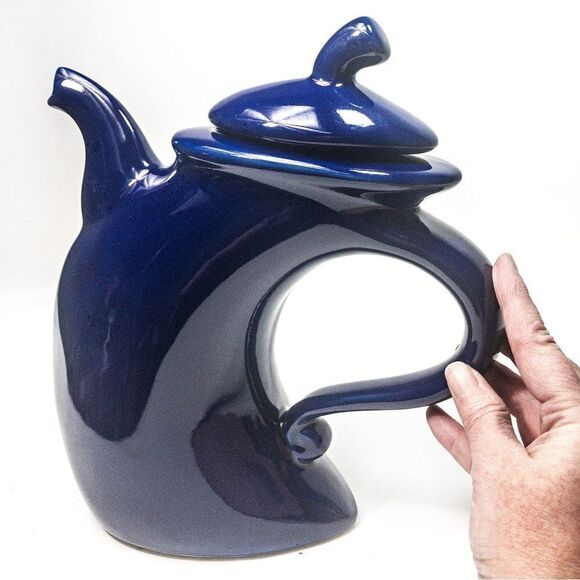Michael Lambert ‘Struttin’ Dancing Teapot Signed Large Cobalt Blue Ceramic - Picture 12 of 12
